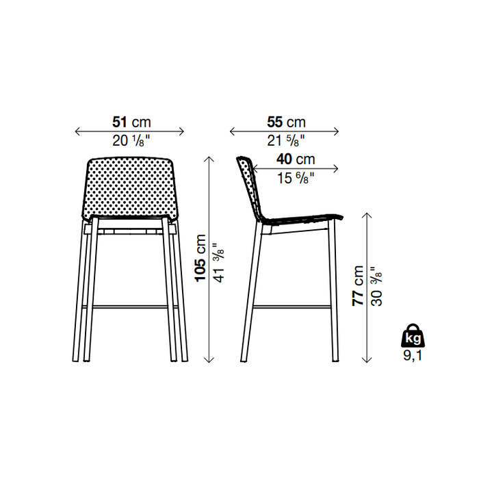 RAMA WOOD (HIGH BACK) Fully Upholstered Bar Stool - MyConcept Hong Kong