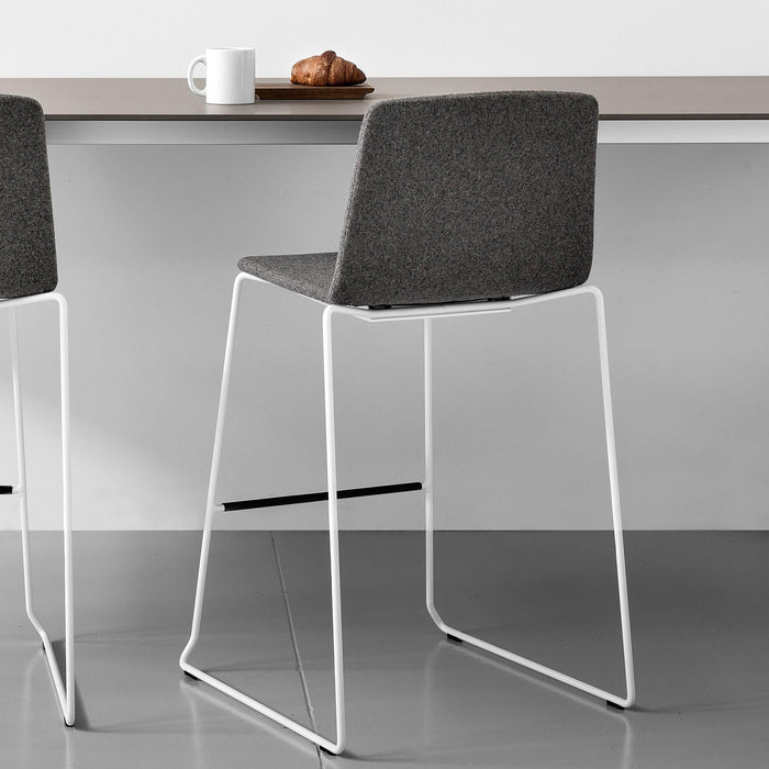 RAMA (HIGH BACK) Bar Stool on Sled Base - Fully Upholstered - MyConcept Hong Kong